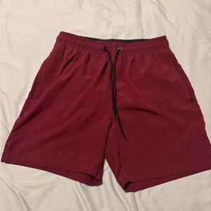 SHEIN Black Swim Shorts with Maroon Stitching